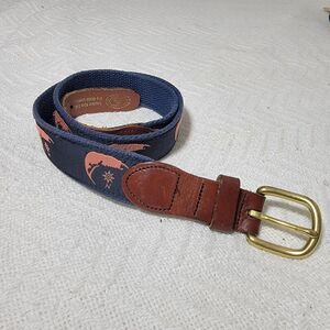 Leather Man Ltd Essex CT Golf Belt Pink Sharks Compass Leather Brass Buckle 32